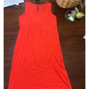 Woolrich Coral Sleeveless Dress Jersey Knit Keyhole Back Eyelet Size Small